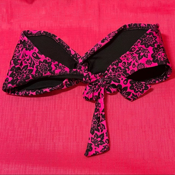 XHILARATION PINK & BLACK FLORAL BIKINI TOP M BOTTOMS SIZE S - Picture 9 of 9